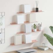 vidaXL Flytande hylla Väggmonterad 4 pcs Rosa 60 x 8,5 x 2,5 cm Stål