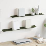 vidaXL Flytande hylla Väggmonterad 2 pcs Olivgrön 80 x 9 x 2,5 cm Stål
