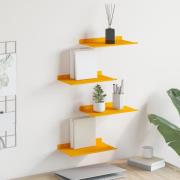 vidaXL Flytande hylla 4 pcs Senapsgul 30 x 18 x 2,5 cm Stål