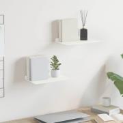 vidaXL Vägg hylla med hylla Väggmonterad 2 pcs Vit 30 x 18 x 2,5 cm