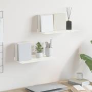 vidaXL Flytande hylla Väggmonterad 2 pcs Vit 40 x 18 x 2,5 cm Stål