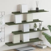 vidaXL Flytande hylla 4 pcs Olivgrön 80 x 18 x 2,5 cm Stål