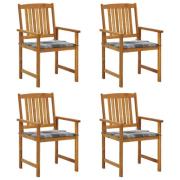 vidaXL Trädgårdsstolar med dynor 4 st massivt akaciaträ