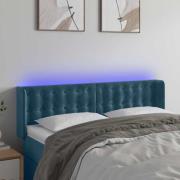 vidaXL Sänggavel LED mörkblå 147x16x78/88 cm sammet