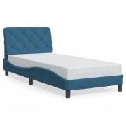 vidaXL Bed with Mattress Blue 90x190 cm Velvet
