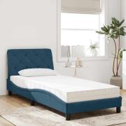 vidaXL Bed with Mattress Blue 90x200 cm Velvet