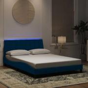 vidaXL Bed Frame with LED without Mattress "Hanko" Blue 140x190 cm Vel...