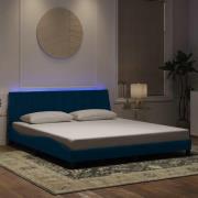 vidaXL Bed Frame with LED without Mattress "Hanko" Blue 180x200 cm Vel...