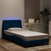vidaXL Bed Frame with LED without Mattress Blue 100x200 cm Velvet