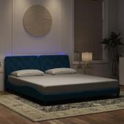 vidaXL Bed Frame with LED without Mattress Blue 180x200 cm Velvet