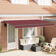 vidaXL Utfällbar markis Vinröd 400 x 200 cm tyg