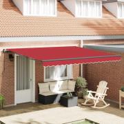 vidaXL Utfällbar markis Röd 400 × 300 cm Polyester och Stål