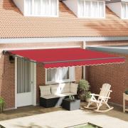 vidaXL Markisram Röd 400 × 300 cm Polyester med PU-beläggning