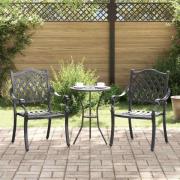 vidaXL Trädgård Stol 2 pcs Svart 56 x 55 x 92,5 cm Aluminium