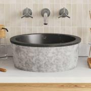 vidaXL Handfat svart Ø40x15 cm marmor
