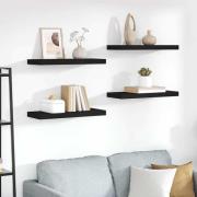 vidaXL Svävande vägghyllor 4 st svart 60x23,5x3,8 cm MDF