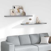 vidaXL Svävande vägghyllor 2 st grå 120x23,5x3,8 cm MDF