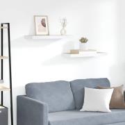 vidaXL Svävande vägghyllor 2 st ek och vit 60x23,5x3,8 cm MDF