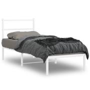 vidaXL Sängram utan madrass med huvudgavel metall vit 75x190 cm