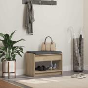 vidaXL Hallbänk Sonoma-ek 63 x 38 x 45 cm Konstruerat Trä och Tyg
