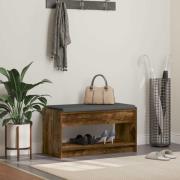 vidaXL Hallbänk Rökt Ek 83 x 38 x 45 cm Konstruerat Trä och Tyg