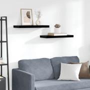 vidaXL Svävande vägghyllor 2 st svart högglans 60x23,5x3,8 cm MDF