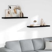 vidaXL Svävande vägghyllor 2 st svart högglans 90x23,5x3,8 cm MDF