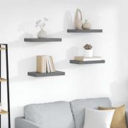 vidaXL Svävande vägghyllor 4 st grå högglans 40x23x3,8 cm MDF
