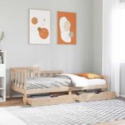 vidaXL Dagbädd med lådor 90x190 cm massiv furu