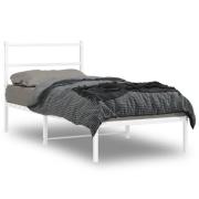 vidaXL Sängram med huvudgavel metall vit 90x200 cm