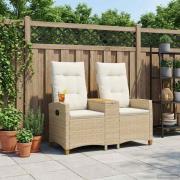 vidaXL Reclining Bench with Table Beige och krämvit 126 x 65 x 112 cm