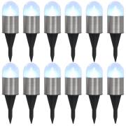 vidaXL Marklampor soldrivna 12 st LED vit