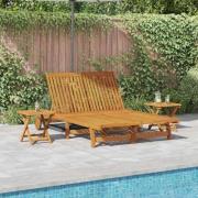 vidaXL Solstol Reclining Brun Massivt Akaciaträ