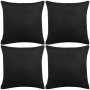 vidaXL Kuddöverdrag 4 st linne-design 40x40 cm svart