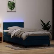 vidaXL Resårsäng med madrass och LED mörkblå 80x210 cm sammet