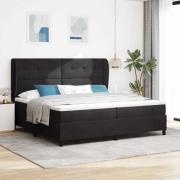 vidaXL Bäddfjäder med madrass med huvudgavel Svart 200 x 200 cm Sammet