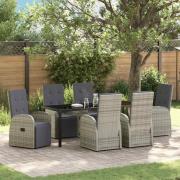 vidaXL Trädgårdsmöbelset med kudde 7 pcs Grå konstrotting