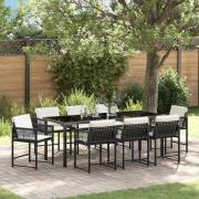 vidaXL Trädgårdsmöbelset 9 pcs Svart konstrotting