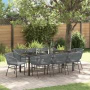 vidaXL Trädgårdsmöbelset med kudde 9 pcs Grå Pulverlackerat stål