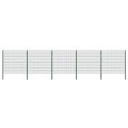 vidaXL Staketpanel med stolpar järn 867x160 cm grön
