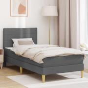 vidaXL Sängram med madrass med madrass Mörkgrå 90 x 190 cm tyg