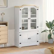 vidaXL Visningsskåp Vit 103.5 x 42 x 180 cm Massiv furu