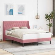 vidaXL Sängram med huvudgavel Rosa 160 x 200 cm Sammet