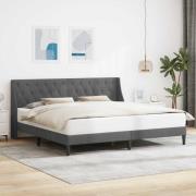 vidaXL Sängram med huvudgavel Mörkgrå 200 x 200 cm Sammet