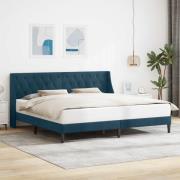 vidaXL Sängram med huvudgavel Blå 200 x 200 cm Sammet