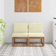 vidaXL 2 Stycke Utomhus Mellansoffa Massivt Akaciaträ