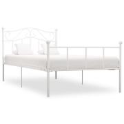 vidaXL Sängram utan madrass vit metall 90x200 cm
