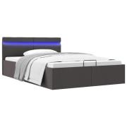 vidaXL Sängram med hydraulisk förvaring och LED mörkgrå tyg 120x200 cm
