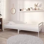 vidaXL Dagbädd med madrass 90x200 cm vit massiv furu