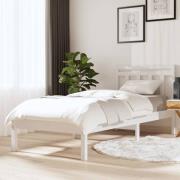 vidaXL Sängram massiv furu 90x190 cm vit